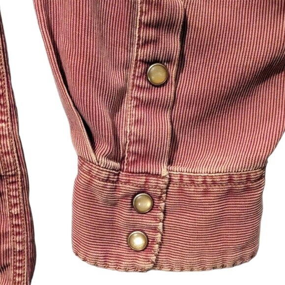 Ryan Michael Shirt Mens Medium XL Red Textured Corduroy Silk Snap Long Sleeve - Picture 15 of 16